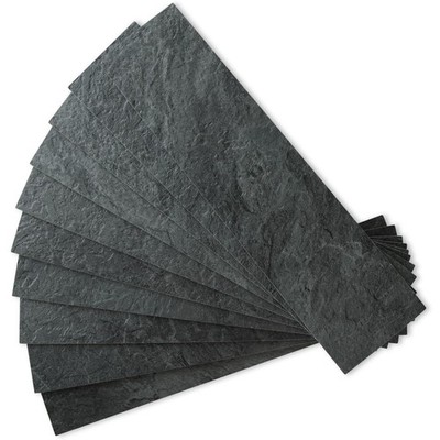 AULIGET 40-Piece Black Slate Peel and Stick Backsplash Wall Tiles 3x12 PVC Faux