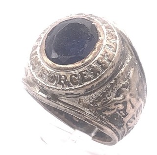 United States Air Force Ring Solid Sterling Silver Blue– Stone 21.1g Sz 9.5