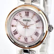 Seiko Ladies Watch Solar Radio Wave Cleaned Pink Dial Time wrist 16cm