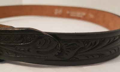 Vintage Chambers Made In USA Black Tooled Leather Size 26 Western 