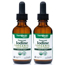 USDA Organic Nascent Iodine Liquid Drops, Pure Iodine Supplement for Thyroid ...