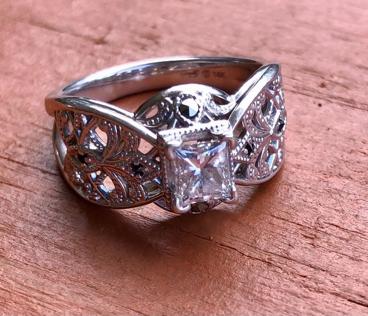 Antique Style Diamond Ring, 14k White Gold, Custo… - image 3