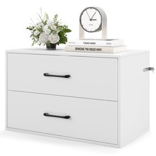 COSTWAY Stackable 2-Drawer Dresser Wooden Storage Cube Dresser-White