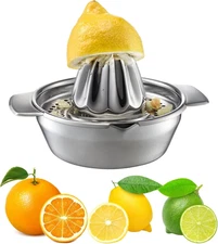 Manual Citrus Juicer Stainless Steel Lemon Orange Squeezer with Bowl