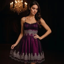 Vintage Morgan Co Purple Y2K Empire Waist Whimsigoth Dark Fairy Glam Goth Dress 