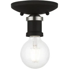 Livex Lighting 47160-04 Lansdale Flush Mount Black with Brushed Nickel Accents