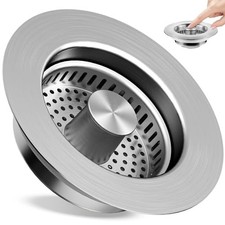 Sink Drain Strainer 3 in 1, 304 Stainless Steel Pop Up 1 Pack Brushed Sus304