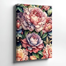 Wall Art Pink Peony Floral Canvas Print Vintage Botanical Flower Decor Art Home