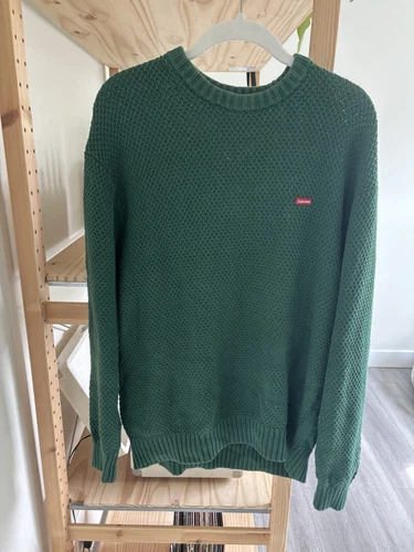 Pull tricoté texturé Supreme petite boîte vert homme taille M HTF