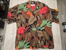 Vintage 1990s Linda Allard Ellen Tracy 100 Silk Tropical Floral Shirt 6 Womens