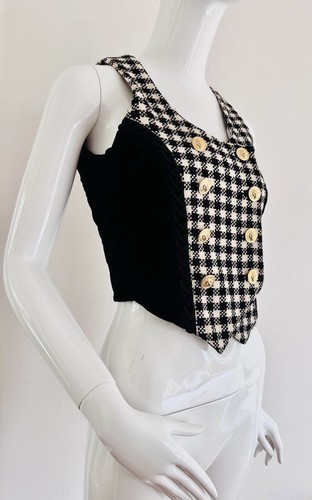 Chaleco Chaleco VERSUS Gianni Versace Vintage Cuadros Lana Dorado Botón Talla IT42 S - Imagen 5 de 24