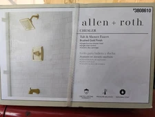 Allen + Roth Chesler Tub & Shower Faucet Brushed Gold Finish #3808610 - NEW!!!