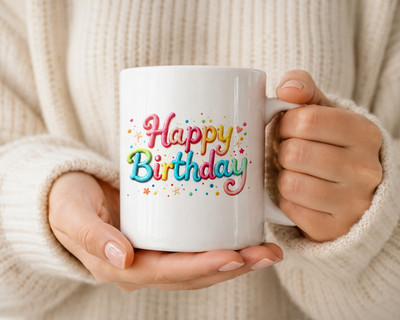 Happy Birthday Tasse 11 Unzen Bunt Keramik Geschenk Tasse Spülmaschinenfest