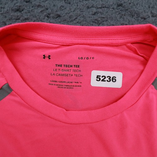 Under Armour Top T-shirt Men Large Polyester Regular Fit Short Sleeve, Pink - Picture 4 of 6