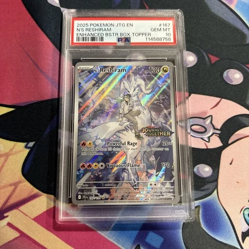 2025 N's Reshiram PSA 10 167/159 Pokemon Journey Together JTG Stamped Box Topper