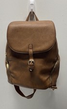 Zaino Gussaci Marrone Ciottolato Ecopelle Fibbia Patta Ferramenta Oro
