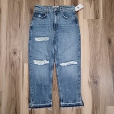 Free People We The Free Lita Distressed High Rise Jeans 27 Raw Hem Denim