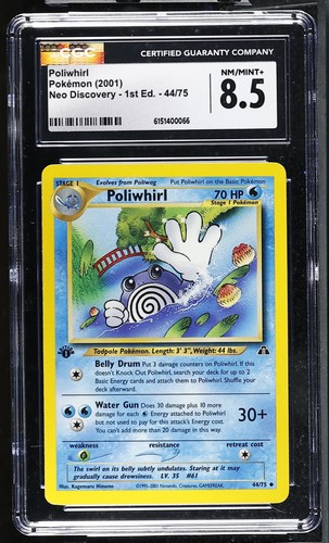 Poliwhirl (1st Edition) graded CGC 8.5 for sale on eBay
