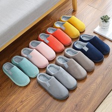 Ladies Slippers Mens Womens Warm Fur Lined Winter Warm Mules Shoes House Size UK