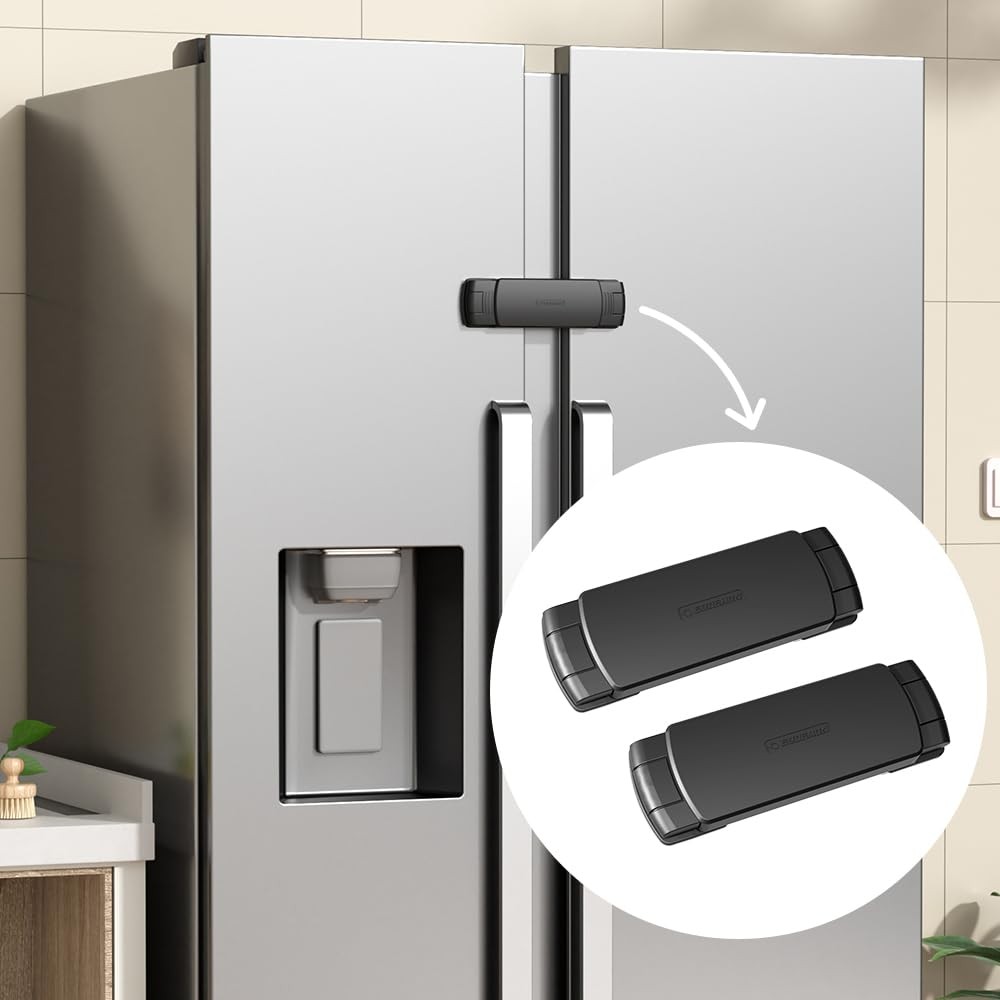 EUDEMON Latest French Fridge Lock Door 2 Pack, Black