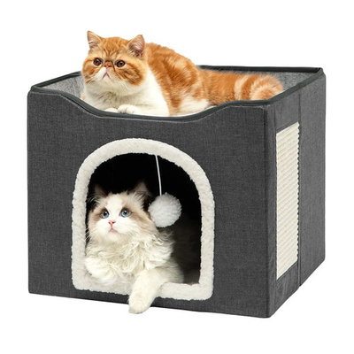 #ad #ad Cat Bed for Indoor Cats Large Covered Cat House with Scratch Pad Foldable Cat $21.99