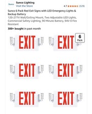 Sunco 6 Pack Red Exit Signs With Led Emergency Lights Backup Battery Sunco 6 Pack Red Exit Signs With Led Emergency Lights Backup Battery