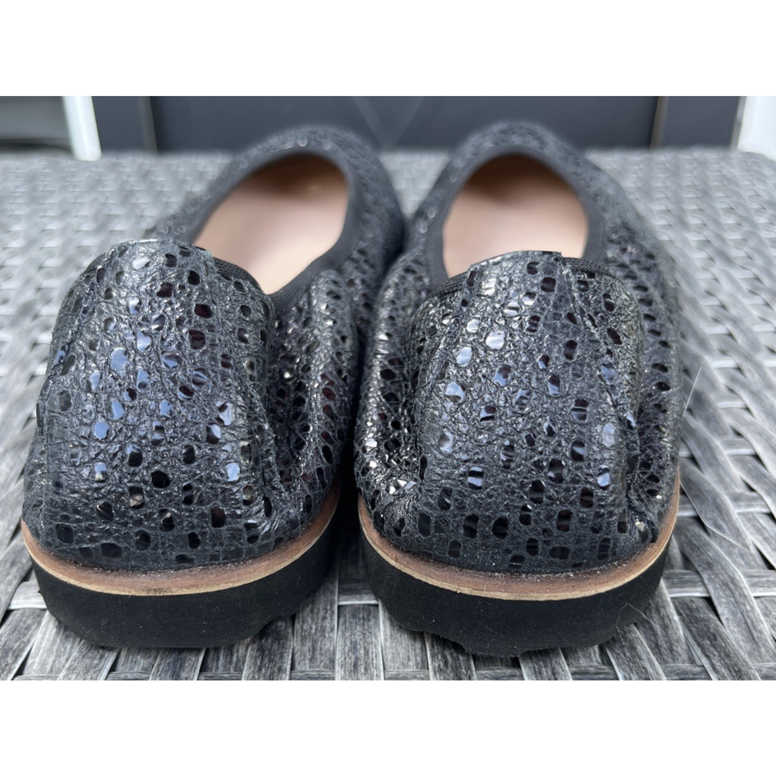 SAOLA Ballerine FS NY suola francese tessuto nero testurizzato scintillante taglia 8 5