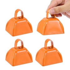 4pcs Cow Bells for Football Games, 3inch Cowbells for Sporting Events, Orange