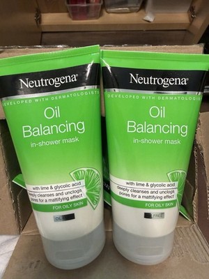Lot of 2 New Neutrogena Oil Balancing In-Shower Mask For Oily Skin 150 ML Each