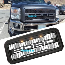 Grille For Ford 2011-2016 15 F250 F350 Super Duty Raptor Style Grill Matte Black
