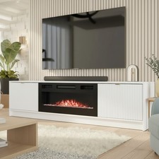 TIRENO EF Grooved RTV Cabinet | Electric Fireplace | Modern Storage 3 Colours