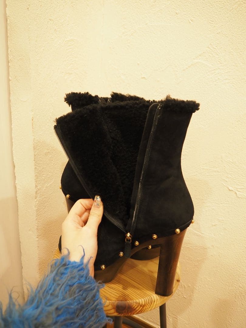 GUCCI Boots Shoes EU 37.5 US 7.5 Mouton Suede Black Authentic thumbnail 24