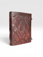 Hand Tooled Leather Journal 6x8 Floral Wave FREE Personalization Artisan Diary