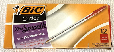 Bic Cristal Xtra Smooth Ballpoint Pens Medium Red 12 Pack New
