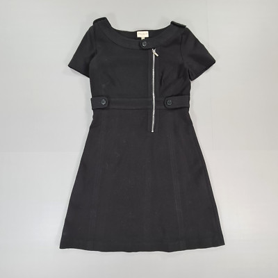 Karen Millen Damen Kleid schwarz 8 UK Mini Fit & Flare Stretch kurze Ärmel