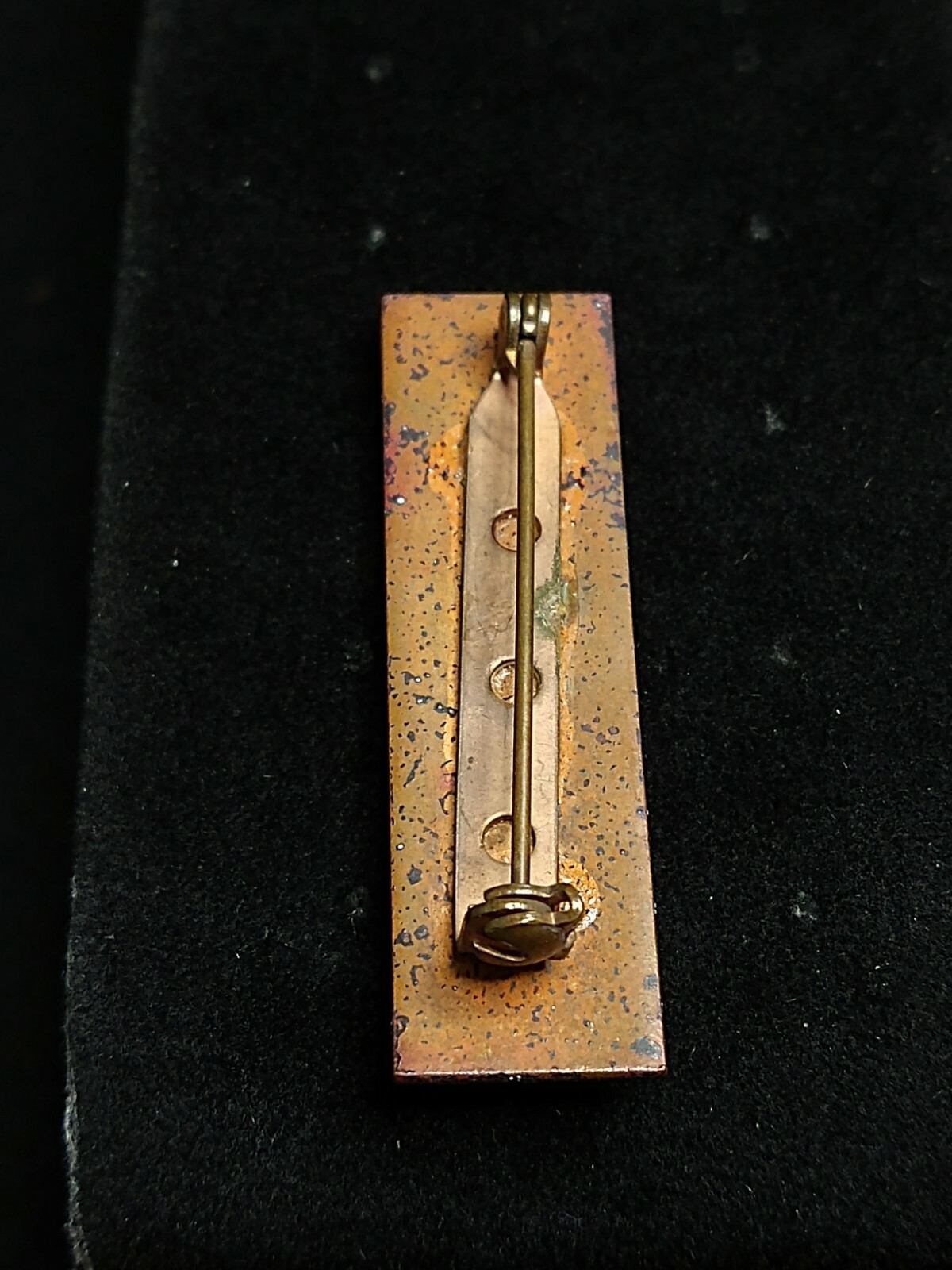 Antique Solid Copper Enameled Abstract Brooch 1.7… - image 7