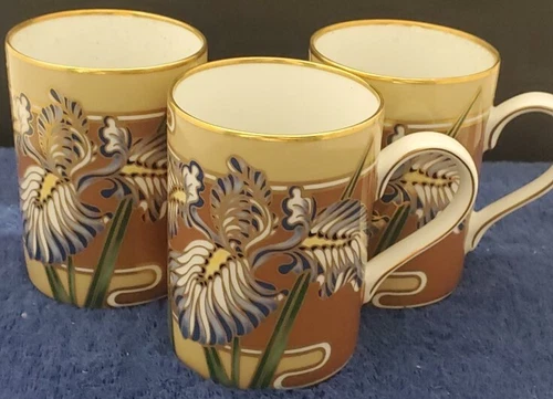Set of 3 Fitz & Floyd Cloisonne Iris Mugs LK