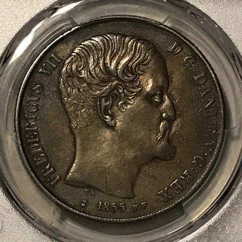 Denmark - 1855 Large Silver 2 Rigsdaler (PCGS XF 45) - Picture 2 of 4