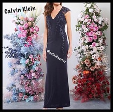 Calvin Klein Cap Sleeve Appliqu  Evening Formal Dress Size 4