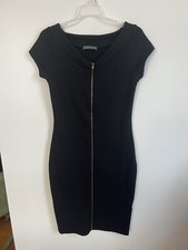 Suzy Shier Black Full Gold Zip Dress Fairycore 90's Goth 90s Y2K Medium Bodycon