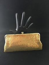 Whiting Davis, gold flat mesh evening bag clutch vintage 6511