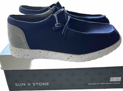 Sun Stone Big Boys Brian Casual Comfort Shoes Square Toe Navy Gray