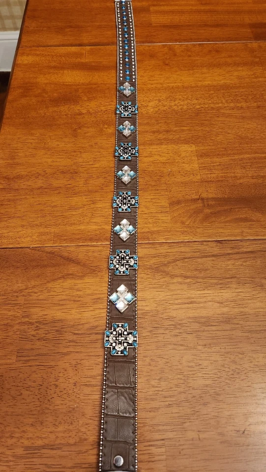 Cinturón de Rodeo Vaquera Blazin Roxx Western Marrón Azul Bling Talla S Se Ajusta a 28"-32" v1 Foto 4 de 4