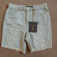 Indigo Rein Super High Rise Denim Shorts Womens Sz 11 29 Distressed Cut Off NEW