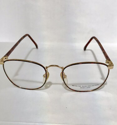 METALINE PLUS COLL #106 52mm SQUARE GOLD/AMBER WOMEN EYEGLASSES OPHTHALMIC FRAME