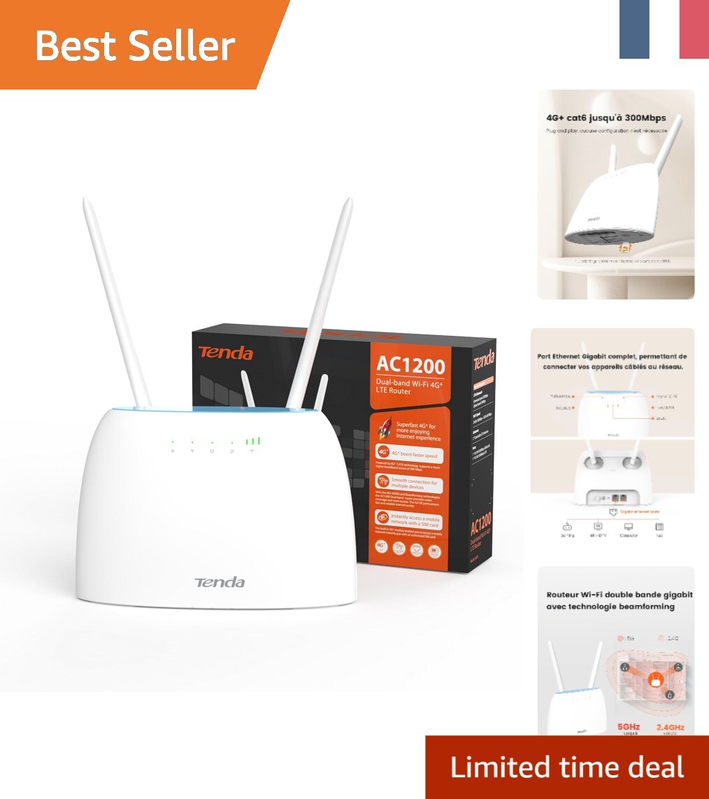 Routeur 4G Tenda 4G09 avec Wi-Fi AC1200 Gigabit pour connecter 64 appareils
