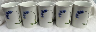 5er Set Trade Winds Geschirr Tassen mit blauen Blumen Veilchen