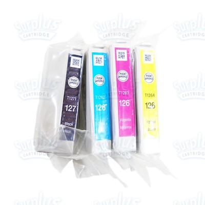 4pk Genuine Epson 127 Black & 126 3-Color Ink WF3520 WF3540 WF7010 WF7510 WF7520