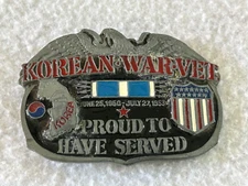 The Great American Buckle Co. Korean War Vet Proud To Have Served Belt Buckle