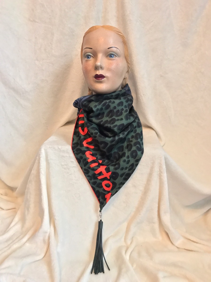 Louis Vuitton Leopard Logo Scarf - Blue Scarves and Shawls